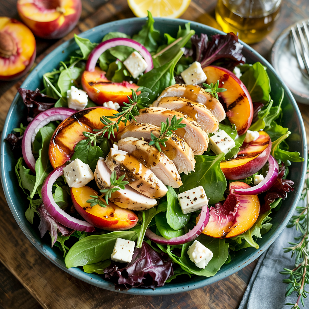 Grilled Peach and Chicken Salad