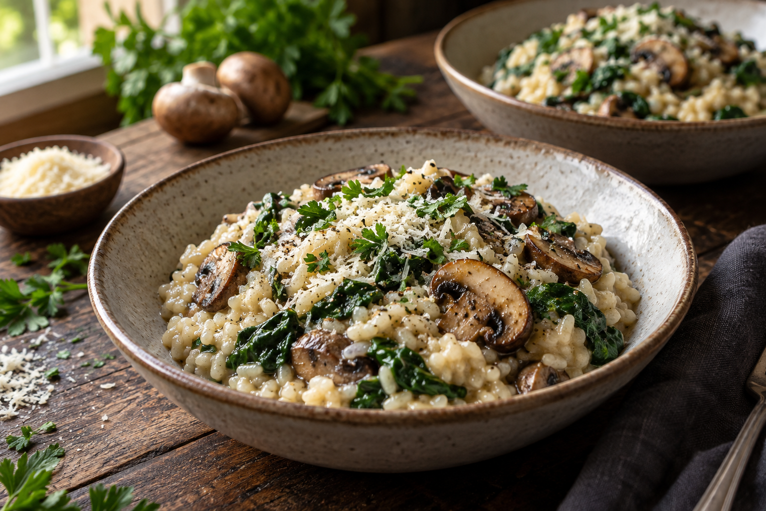 Mushroom Spinach Risotto
