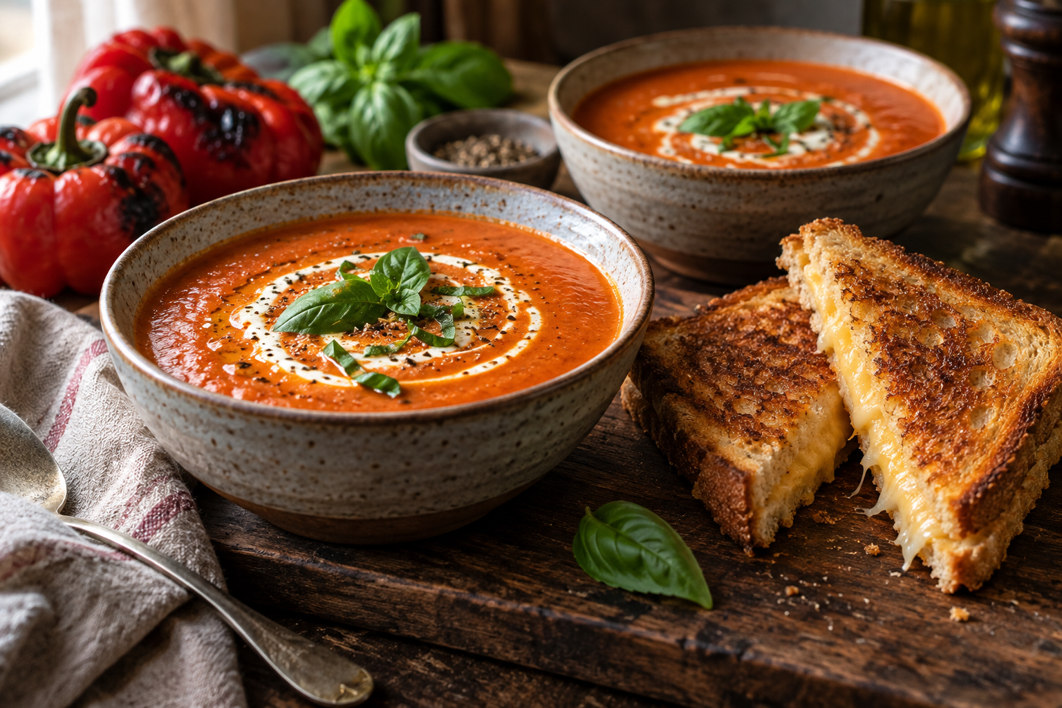 Roasted Red Pepper Tomato Soup & Grilled Cheese