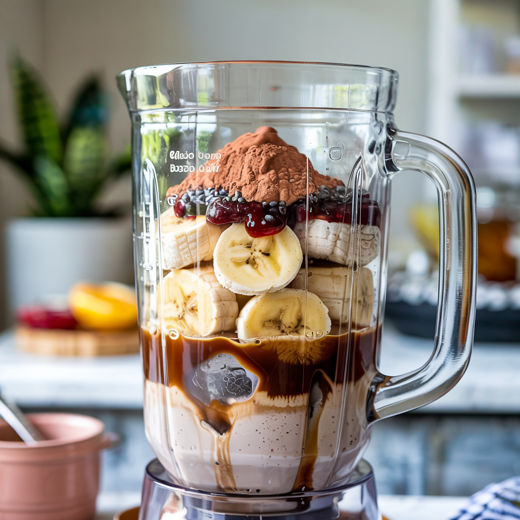 Chocolate Coffee Jam Smoothie step 1