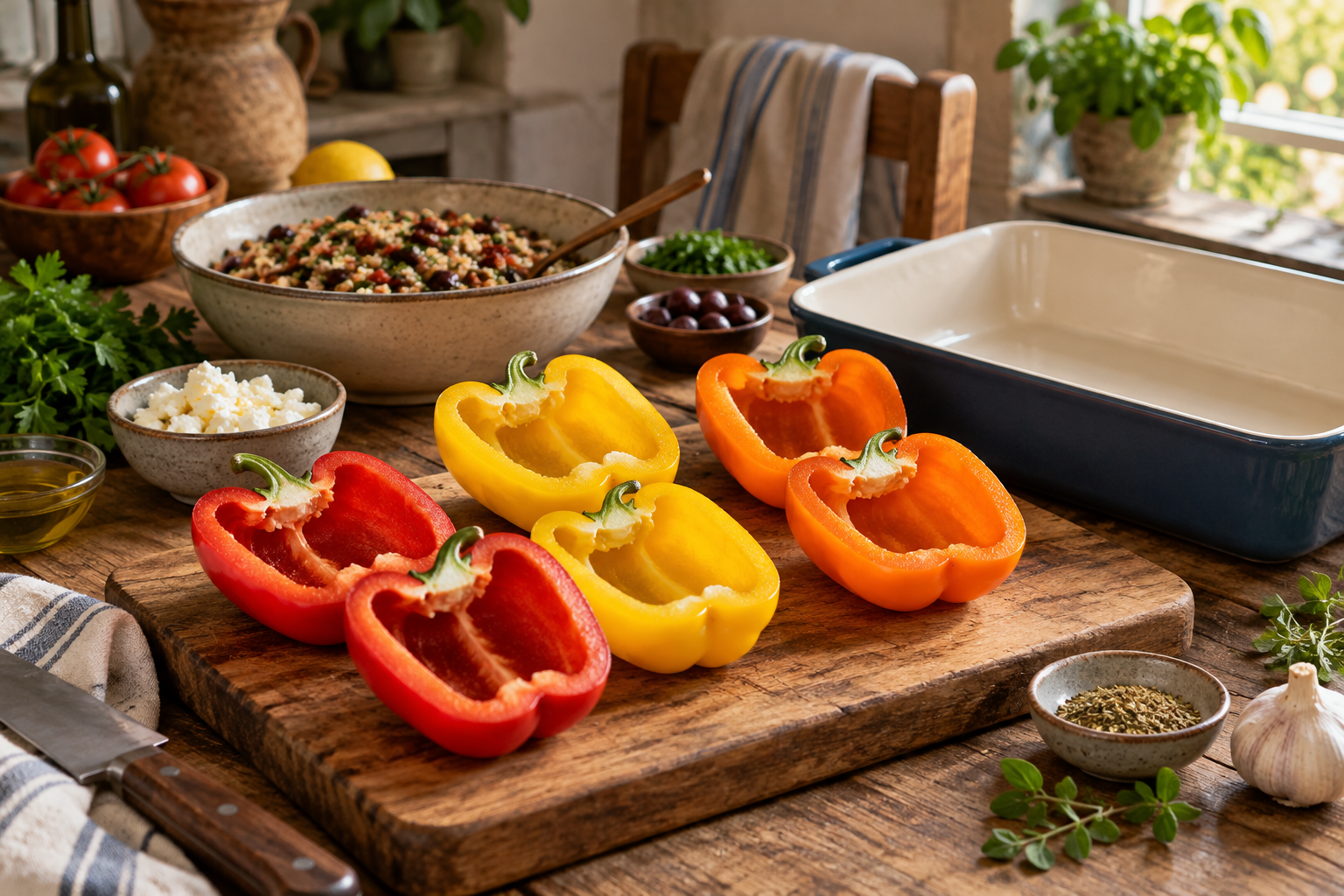 Mediterranean Stuffed Bell Peppers step 1