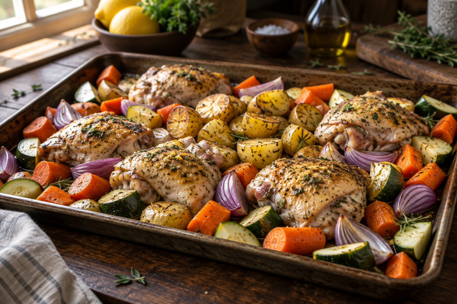 Lemon Herb Sheet Pan Chicken & Vegetables step 3