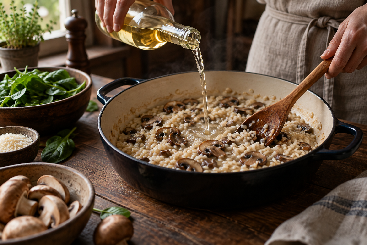 Mushroom Spinach Risotto step 3