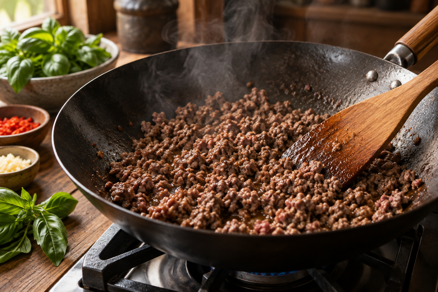 Thai Basil Beef Rice Bowls step 3