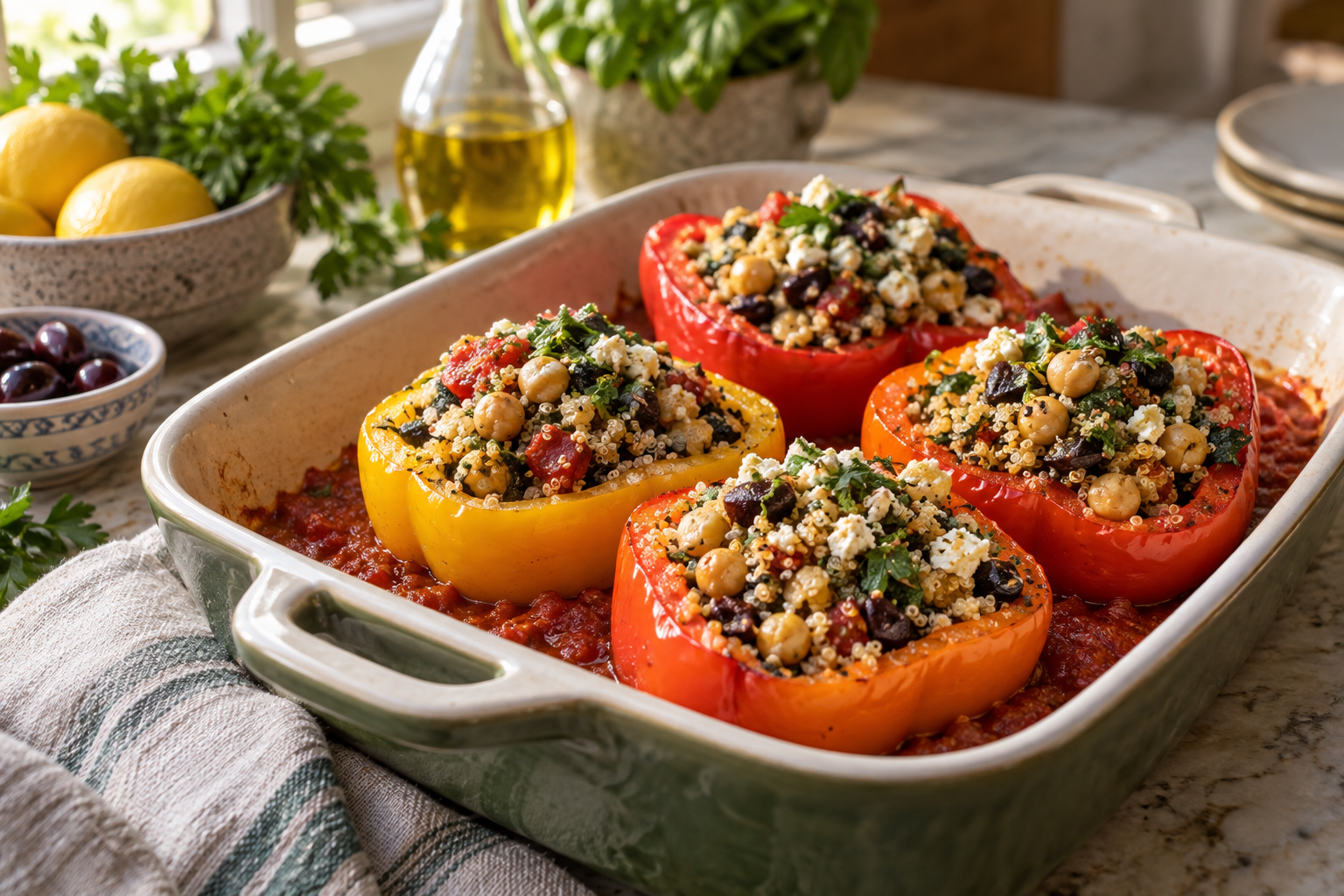 Mediterranean Stuffed Bell Peppers step 4
