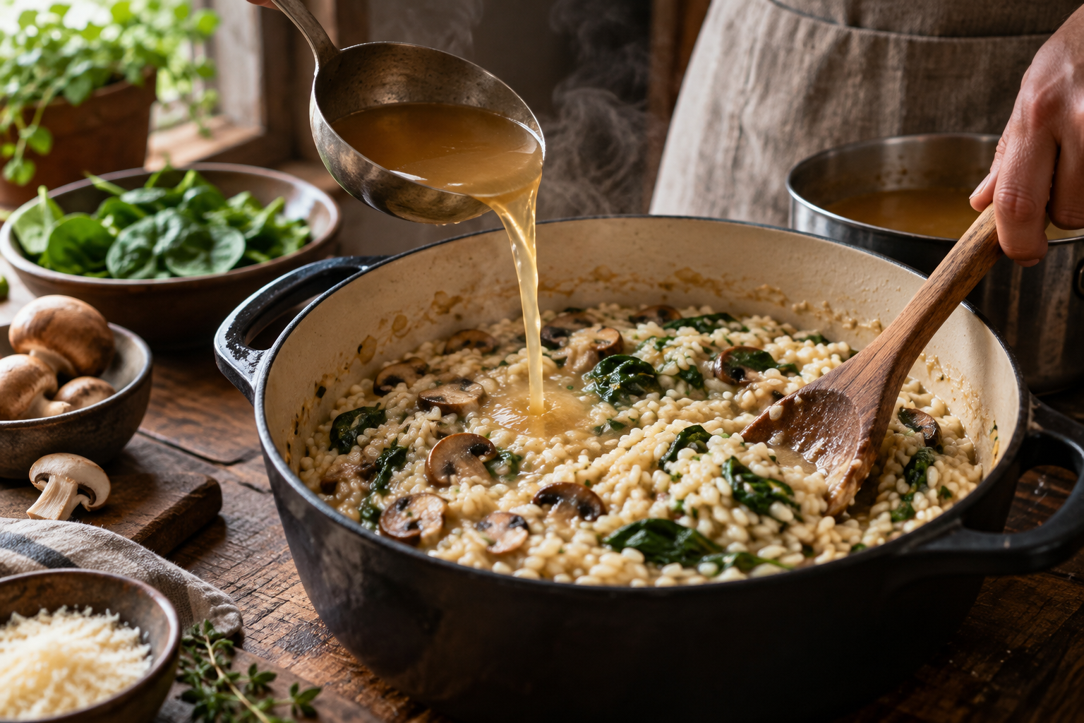 Mushroom Spinach Risotto step 4