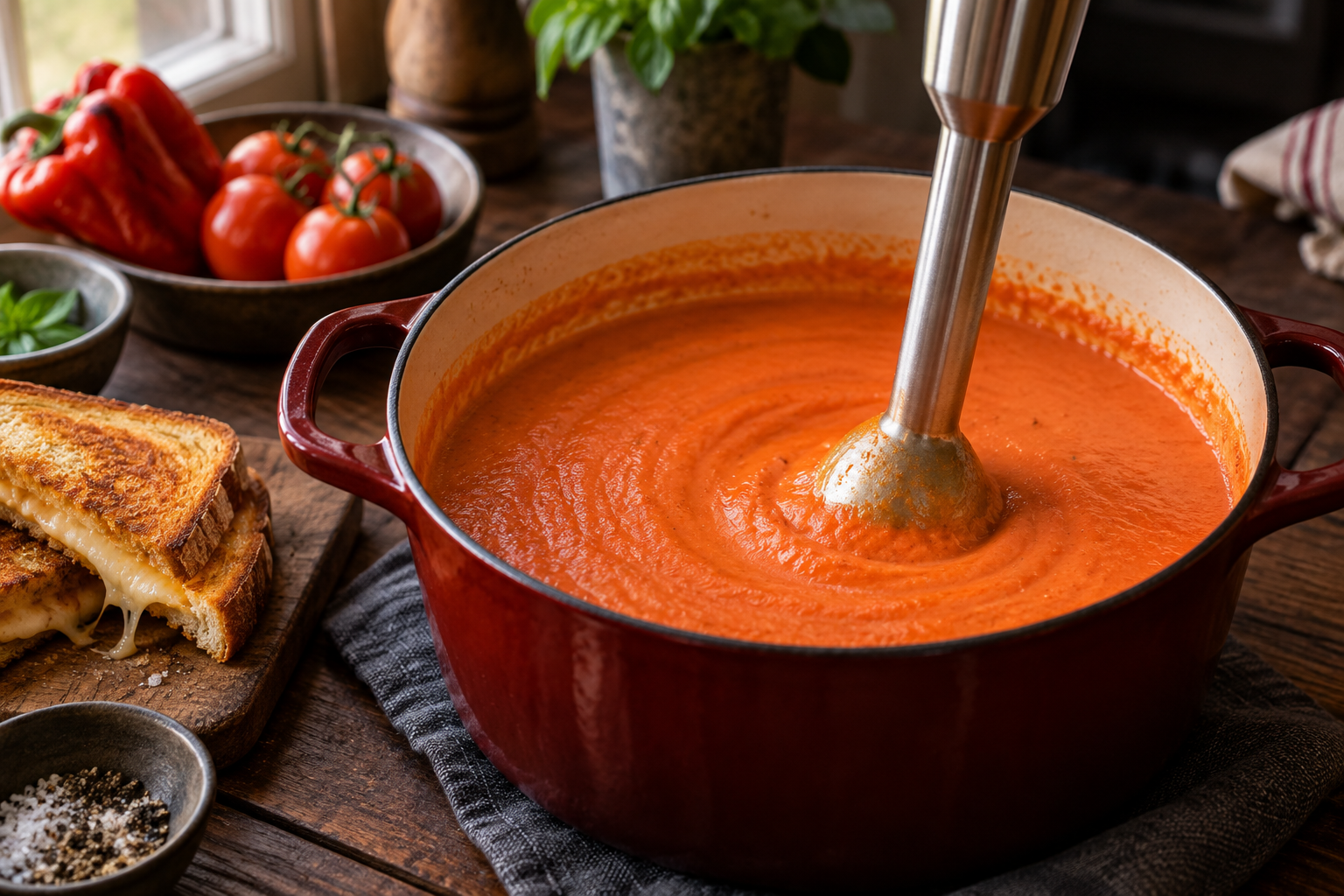 Roasted Red Pepper Tomato Soup & Grilled Cheese step 4