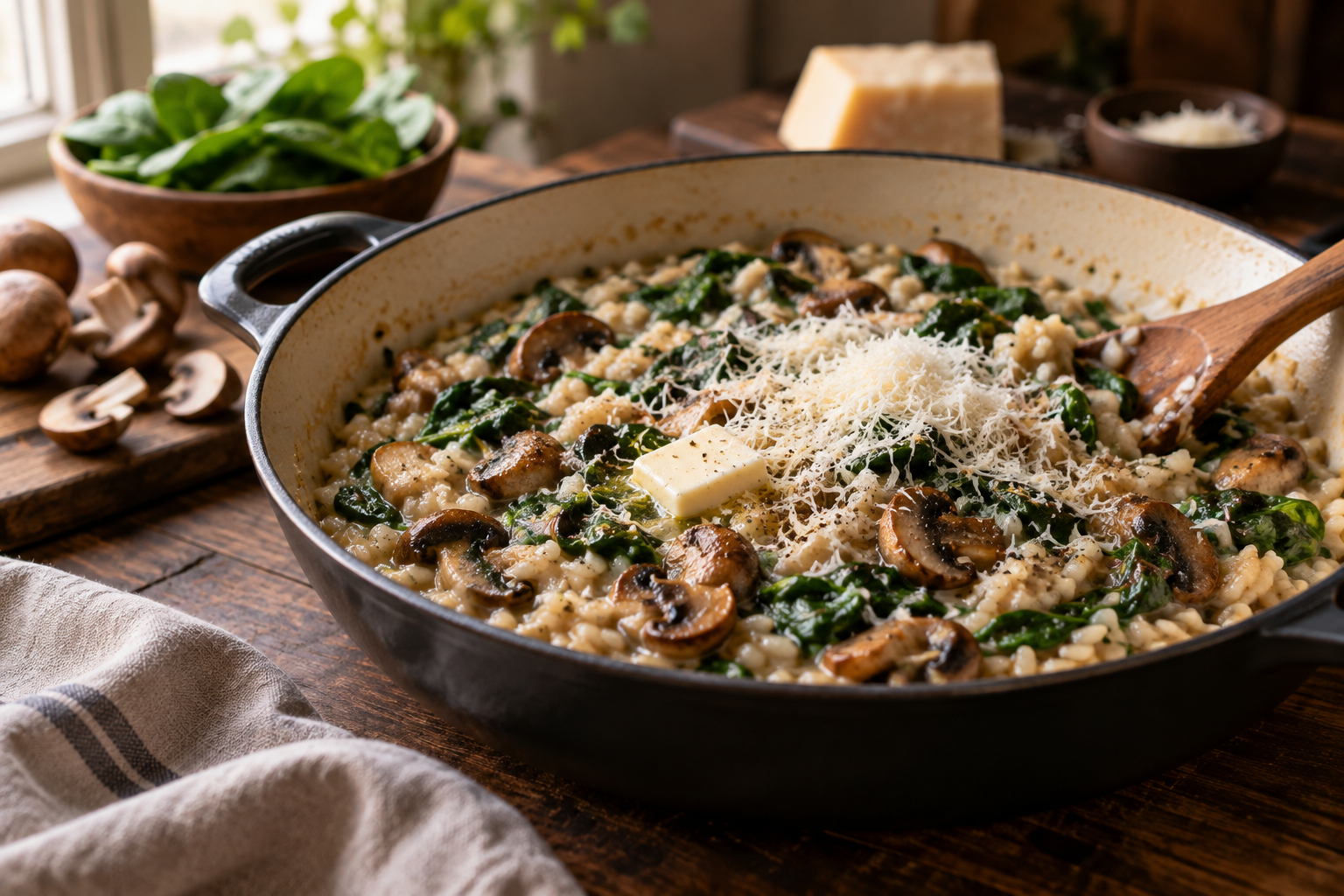 Mushroom Spinach Risotto step 5